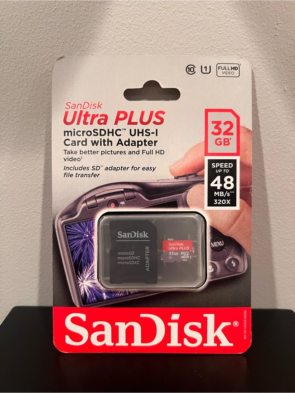 New Sealed SanDisk Ultra PLUS 32GB microSDHC UHS-I Card with SD Adapter (48MB/s)